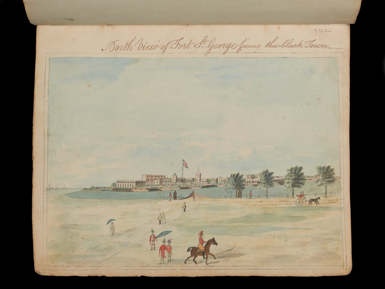St. George erőd északi nézete a fekete város felé, 1800 körül (akvarell) alkotó: Unknown artist