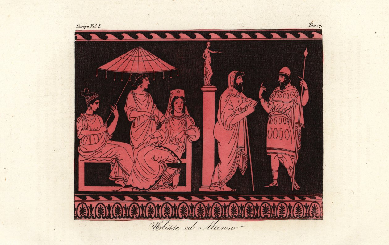 Odüsszeuszt Alkinosz, a phaeákok uralkodója szórakoztatta Scheria szigetén alkotó: Unknown artist
