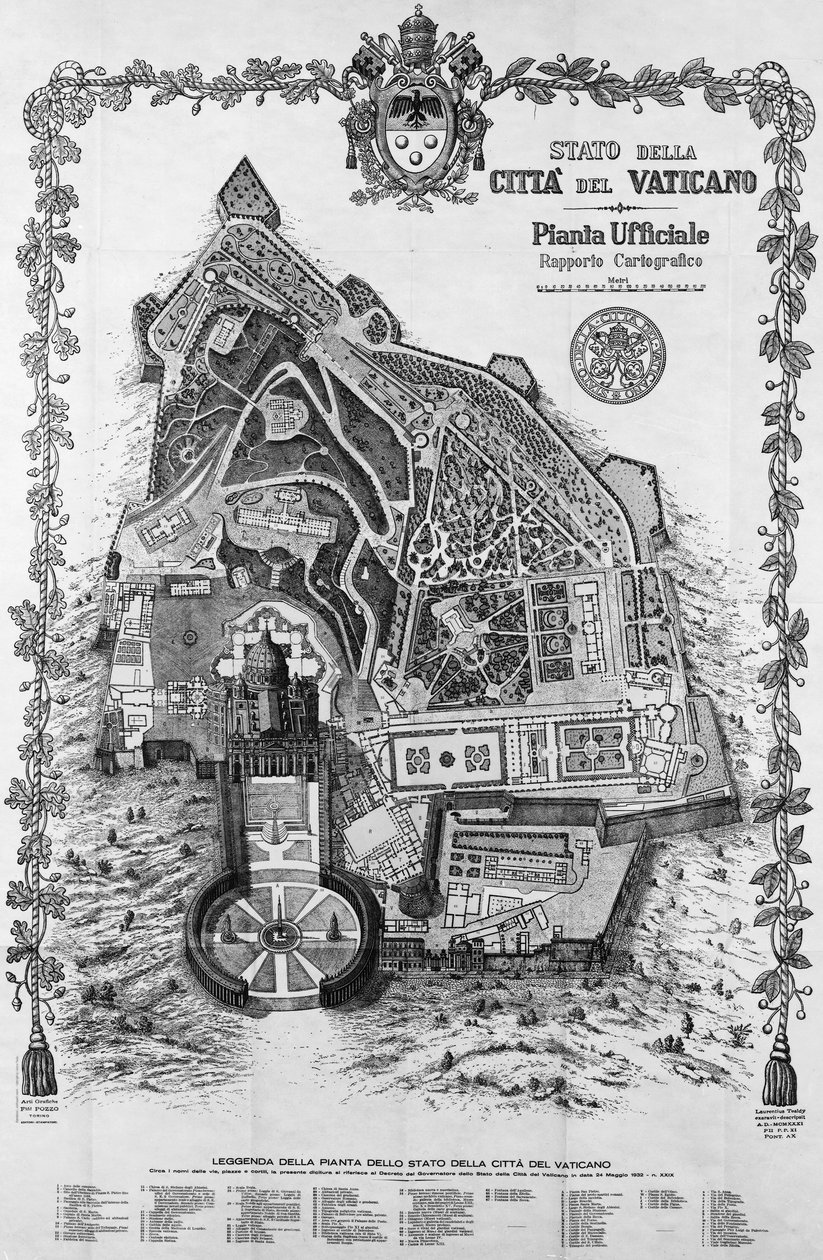 Vatikánváros állam hivatalos térképe alkotó: Unknown artist