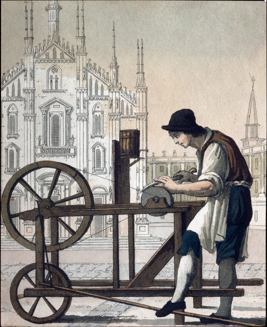 Régi szakma: a késes daráló (Litográfia alkotó: Unknown artist