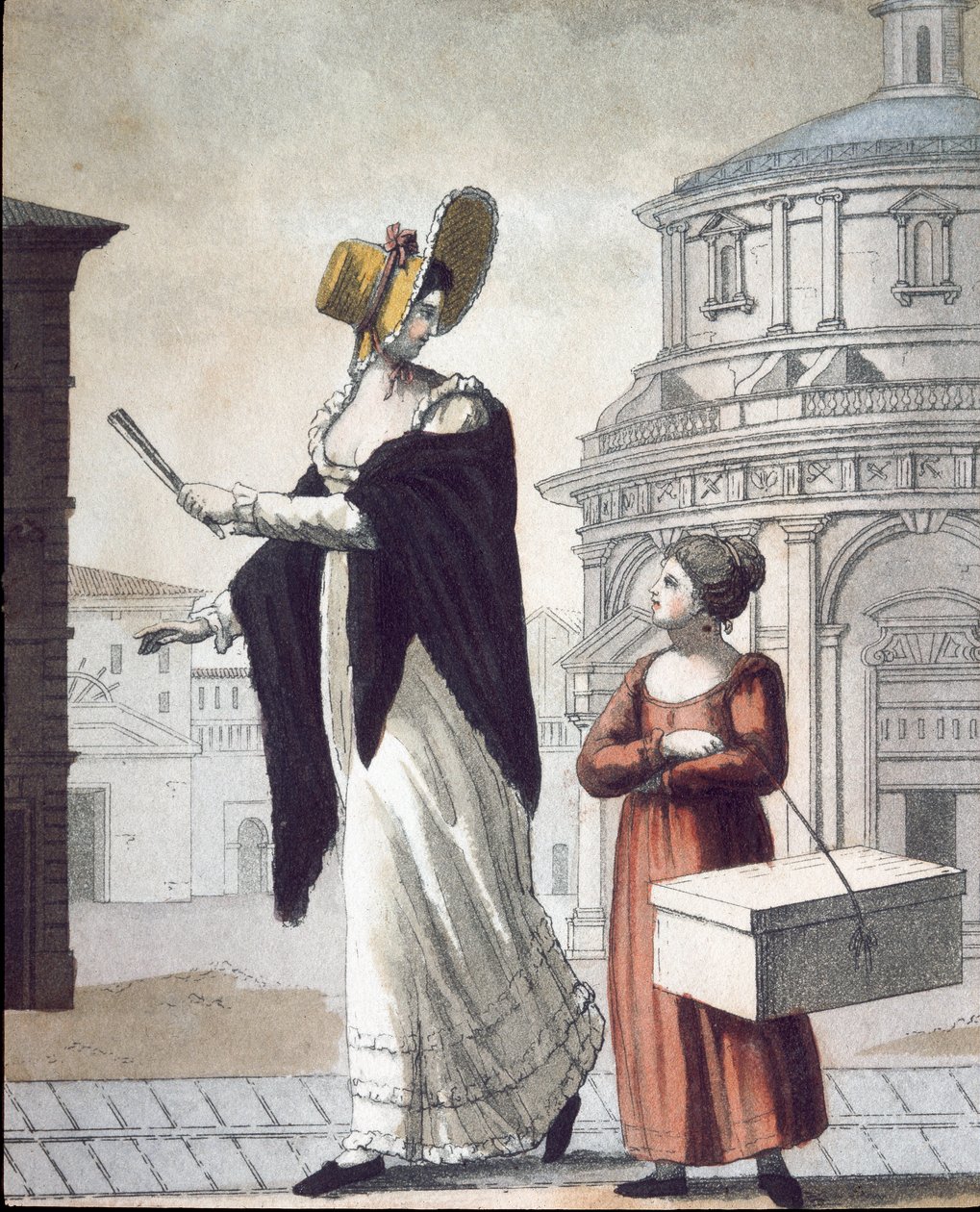 Régi szakma: a modiste és asszisztense. (Litográfia alkotó: Unknown artist