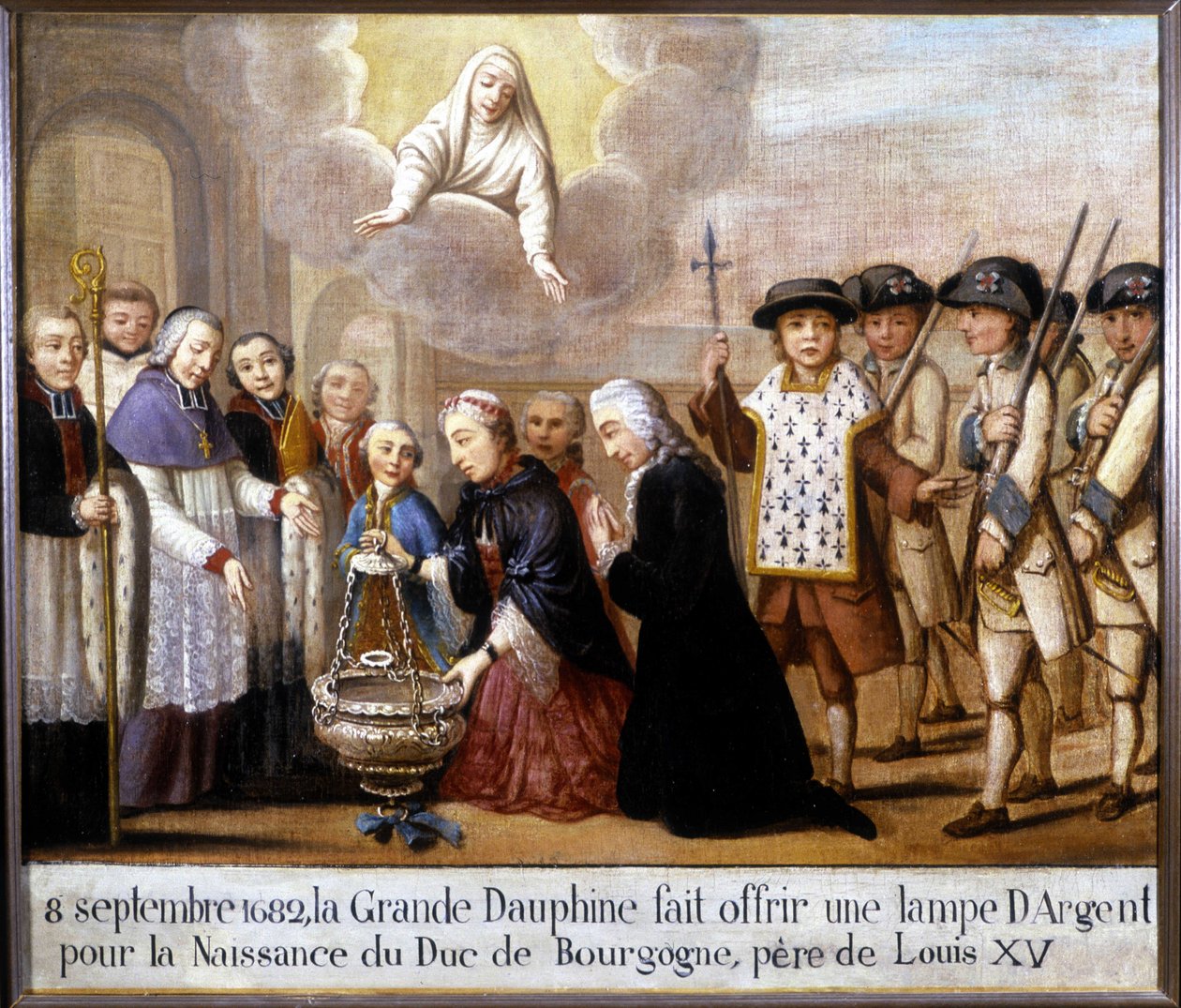1682. szeptember 8-án a nagy delfin egy ezüstlámpát ajánlott fel Burgundia hercegének (Louis de France) születésére. alkotó: Unknown artist