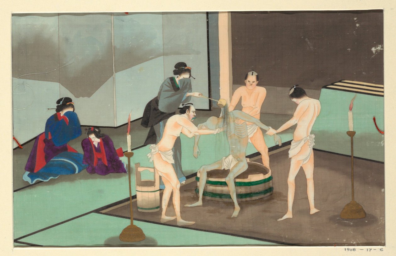 Egy férfi halálának és temetésének tizenhat jelenete egyike alkotó: Unknown artist