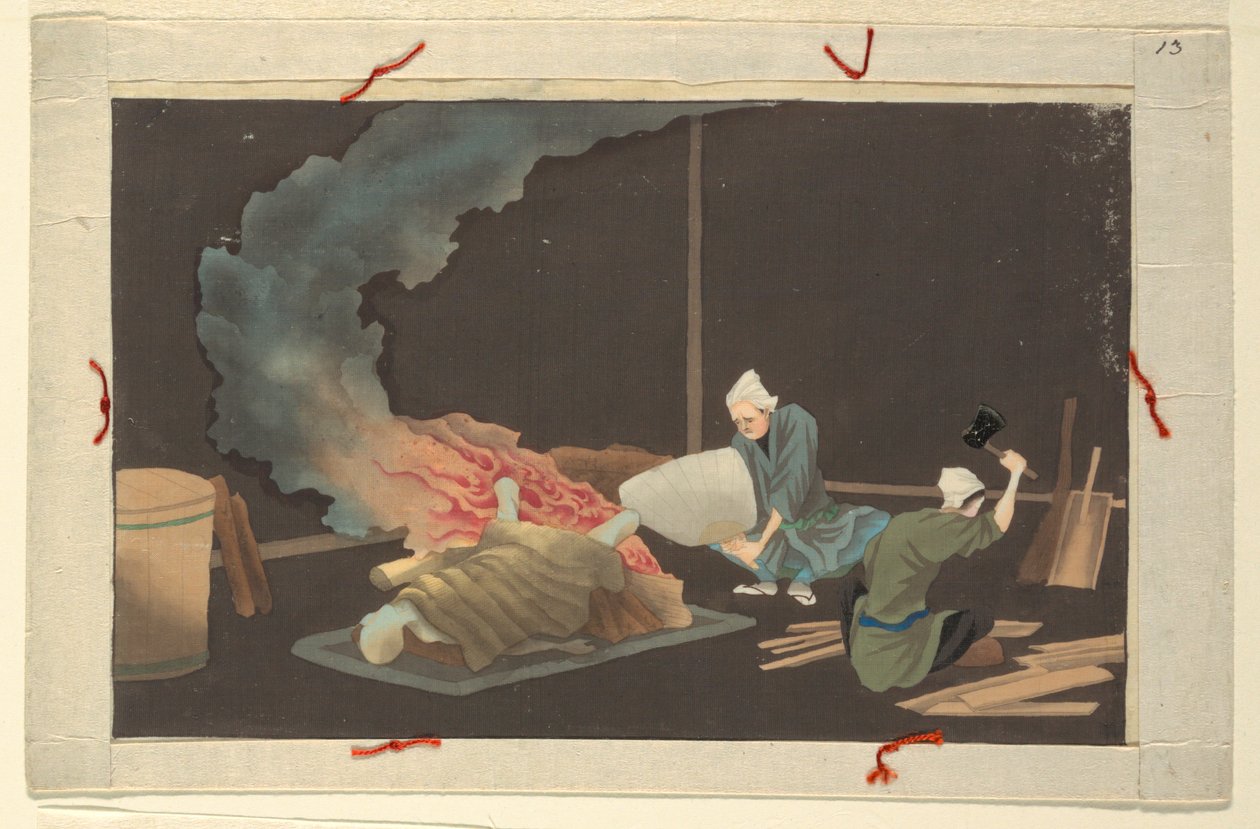Egy férfi halálának és temetésének tizenhat jelenete egyike alkotó: Unknown artist