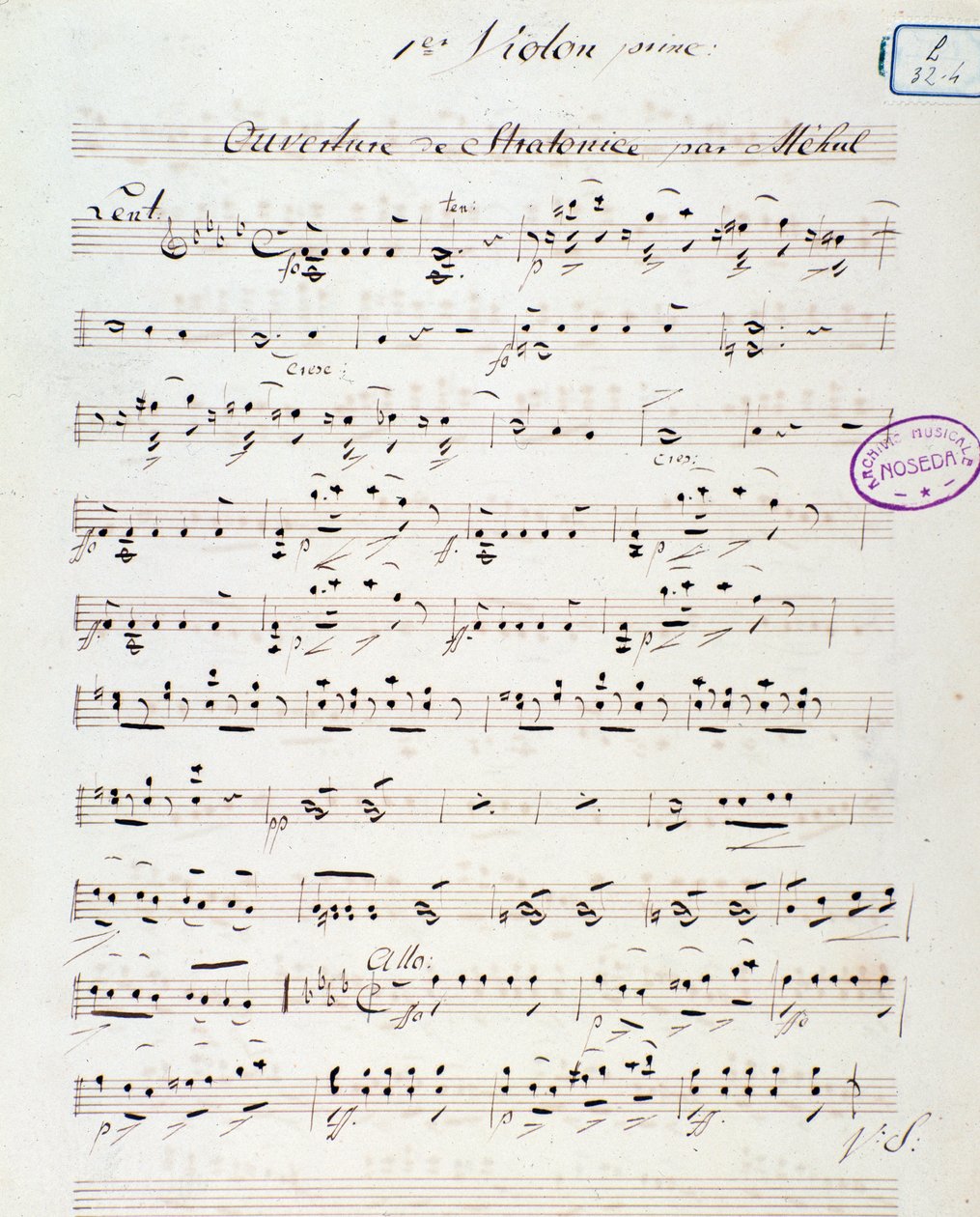Mehul Stratonice című operájának nyitólapja (1792) alkotó: Unknown artist
