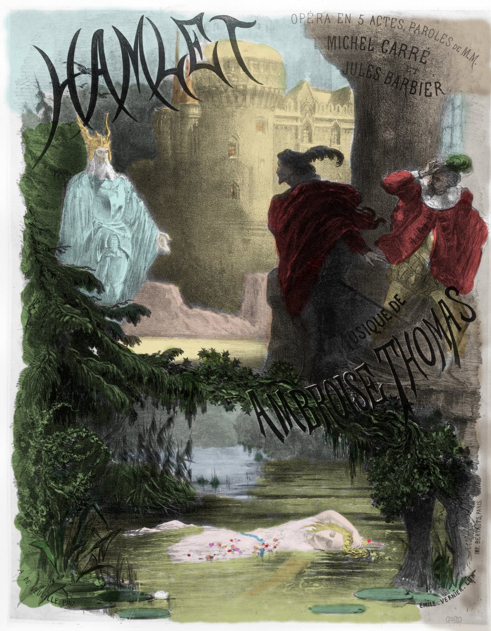 Opera: Hamlet plakátja (Ambroise Thomas zenéjén, szövege Michel Carre és Jules Barbier) alkotó: Unknown artist