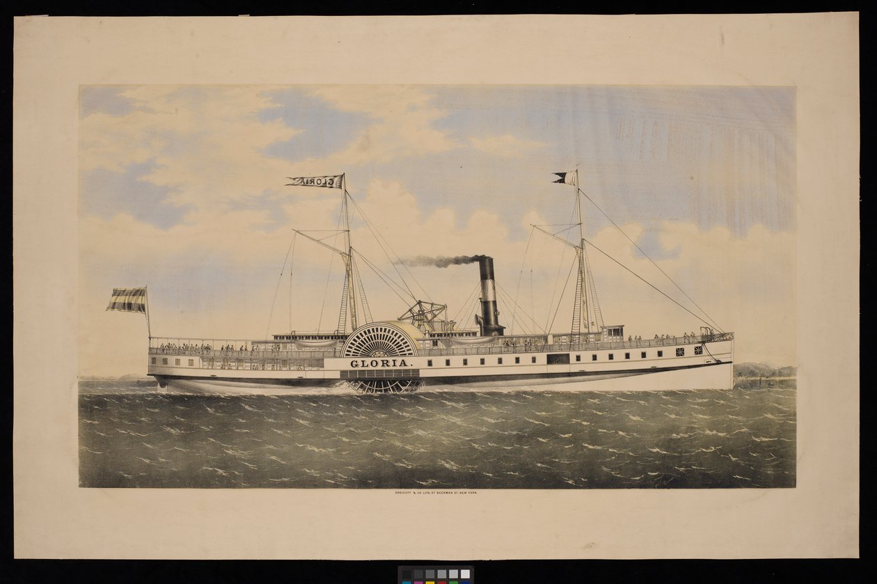 Paddle Steamer Gloria (litográfia, színes) alkotó: Unknown artist