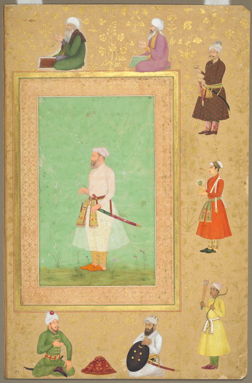 Oldal a Late Shah Jahan albumból: Asaf Khan portréja alkotó: Unknown artist