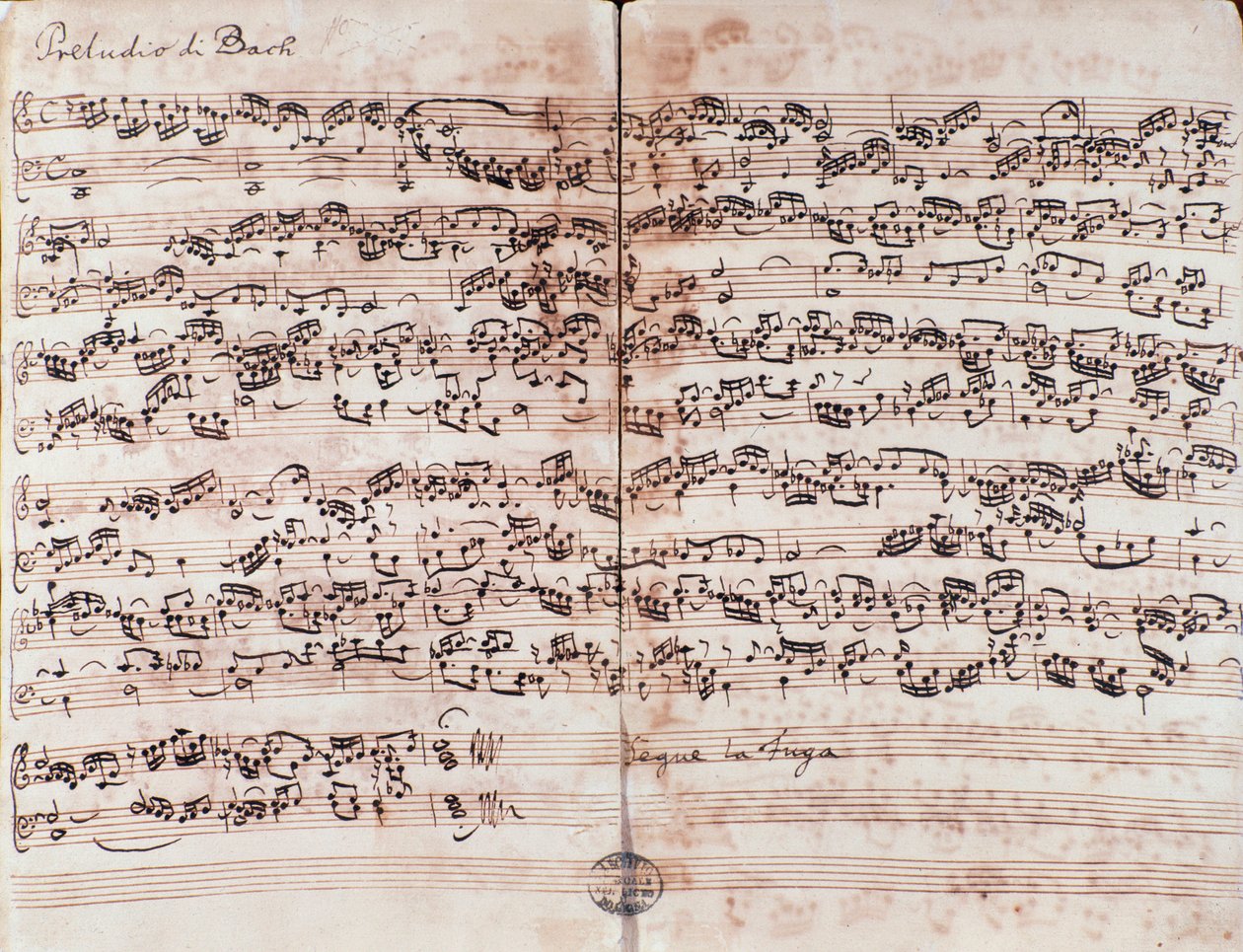 A C-beli prelúdium oldala Johann Sebastian Bach Jó temperált klavierében alkotó: Unknown artist