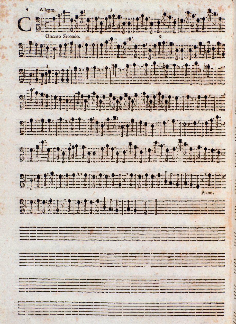 Tomaso Albinoni "" Concerti a Five, Op. 5 "" kottájának oldala alkotó: Unknown artist