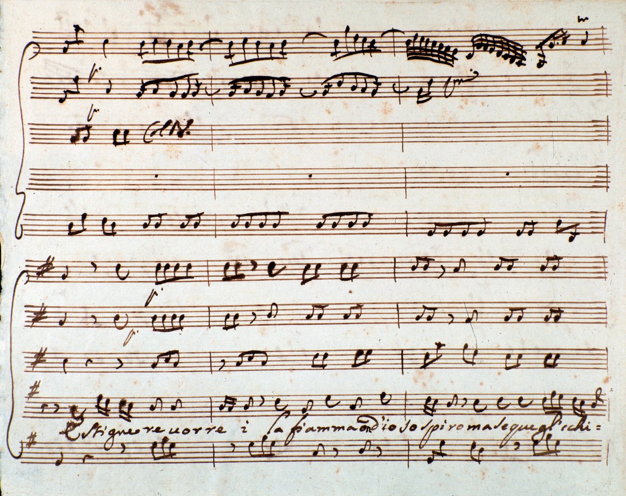 Az Extinguish című film partitúrájának oldala Szeretnék levegőt venni Antonio Vivaldi Griselda-operájában alkotó: Unknown artist