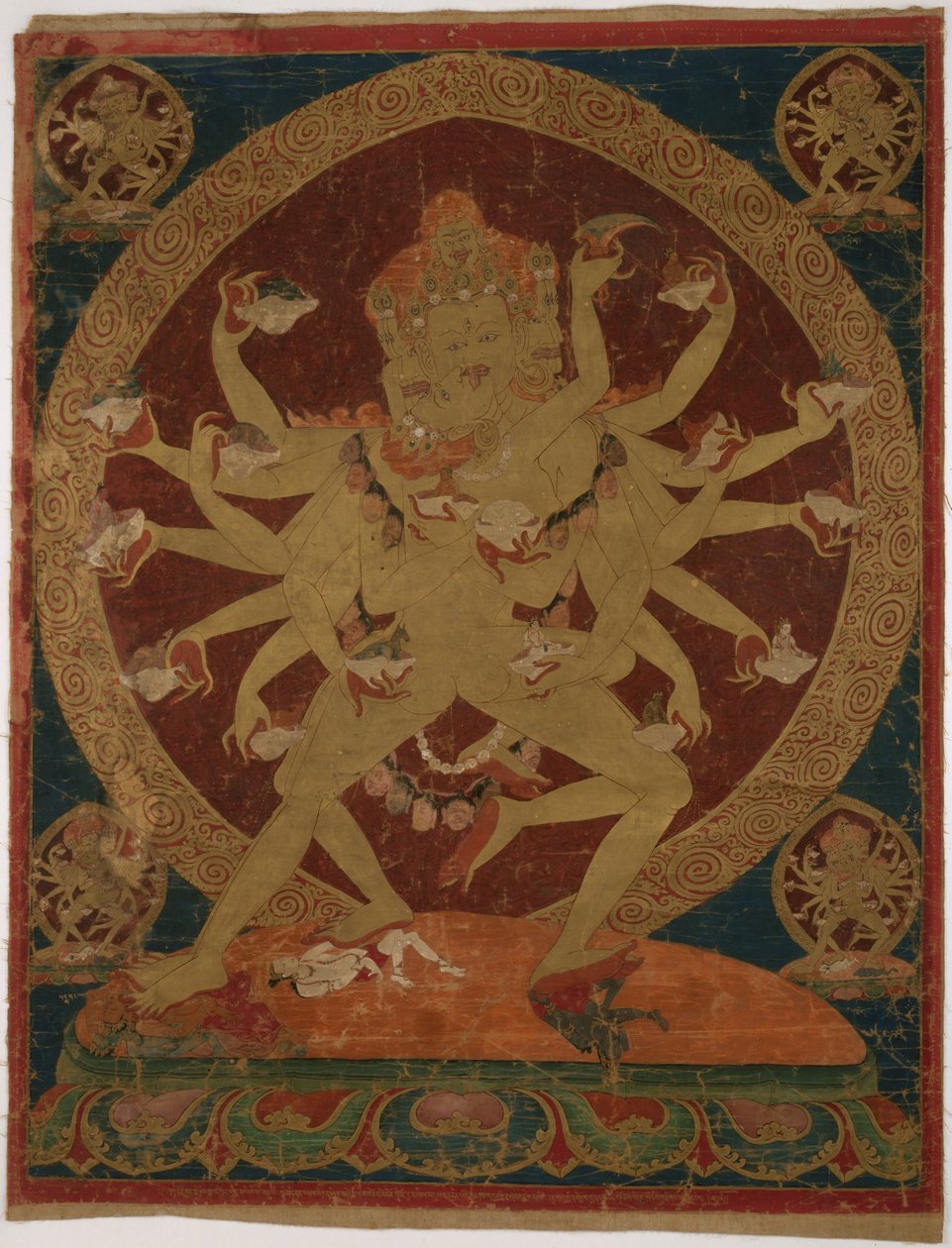 Festett zászló (Thangka) a koponya-kupát hordozó (Kapâladhara) Hevajra-ról alkotó: Unknown artist