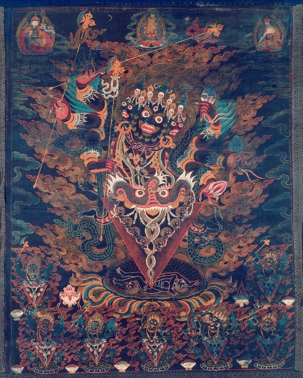 Festett zászló (Thangka) Guru Dragpurral, Padmaszambhava haragos alakjával. alkotó: Unknown artist