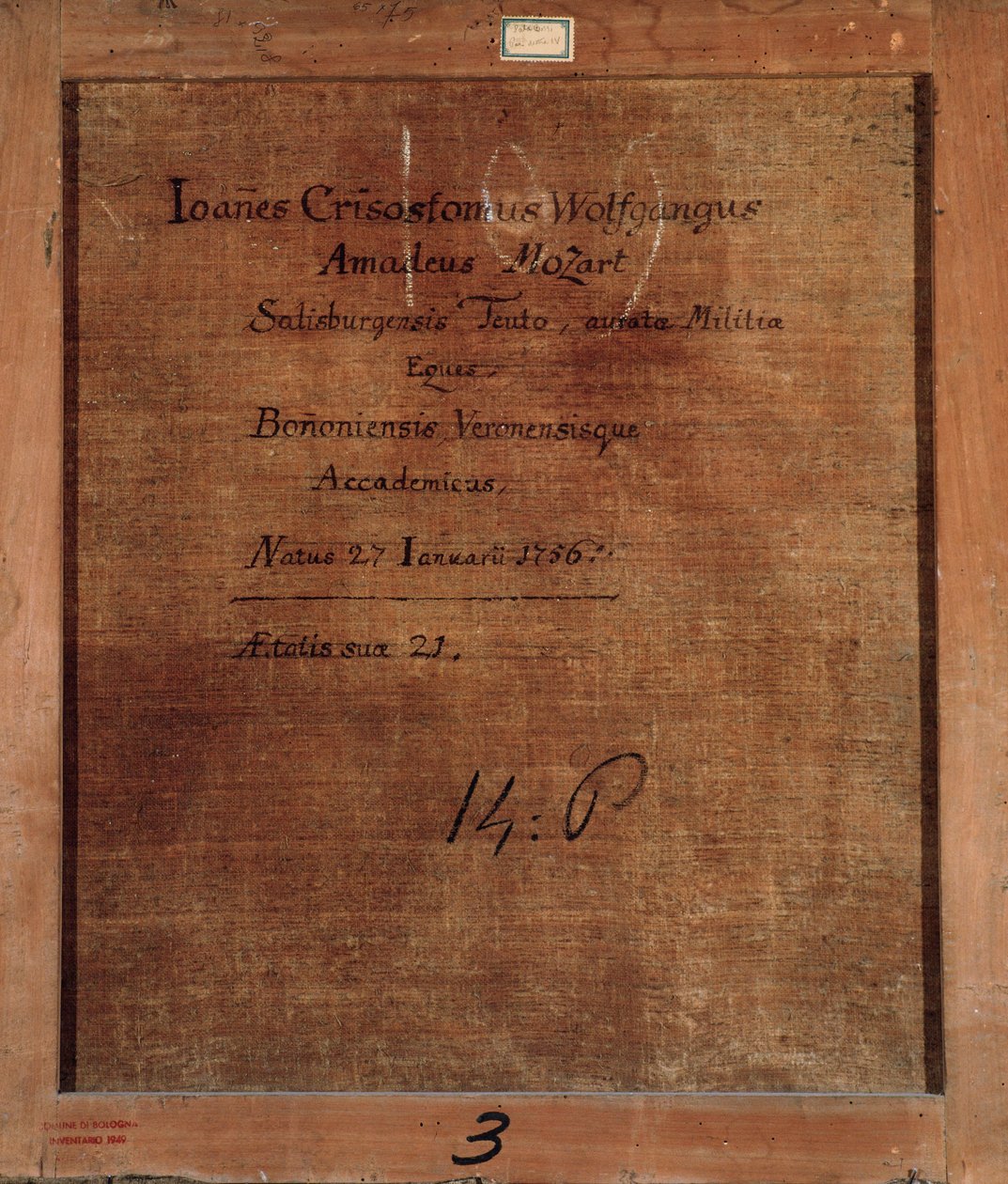 Hátlapi festmény Mozart portréjával 21 évesen alkotó: Unknown artist