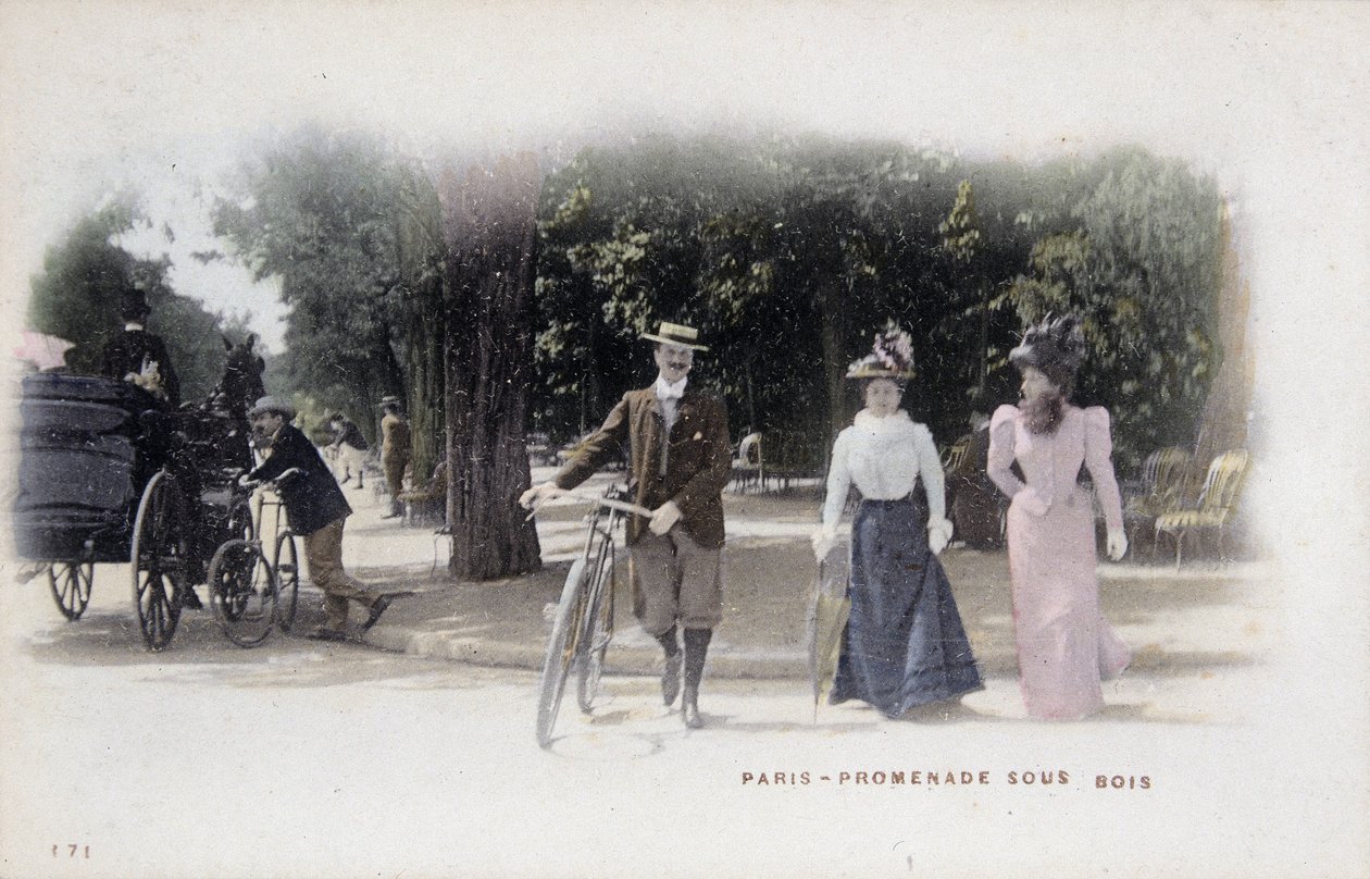 Párizs, promenade sous bois - képeslap, 19. század vége alkotó: Unknown artist