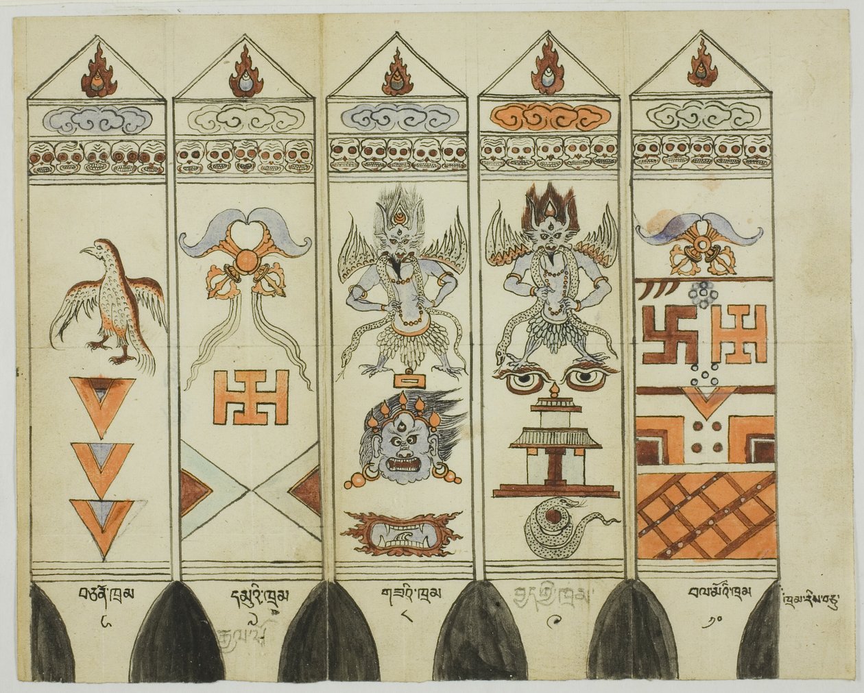 Tíz darabos nyomtatott rituális karó készlet része (Khram Shing) alkotó: Unknown artist