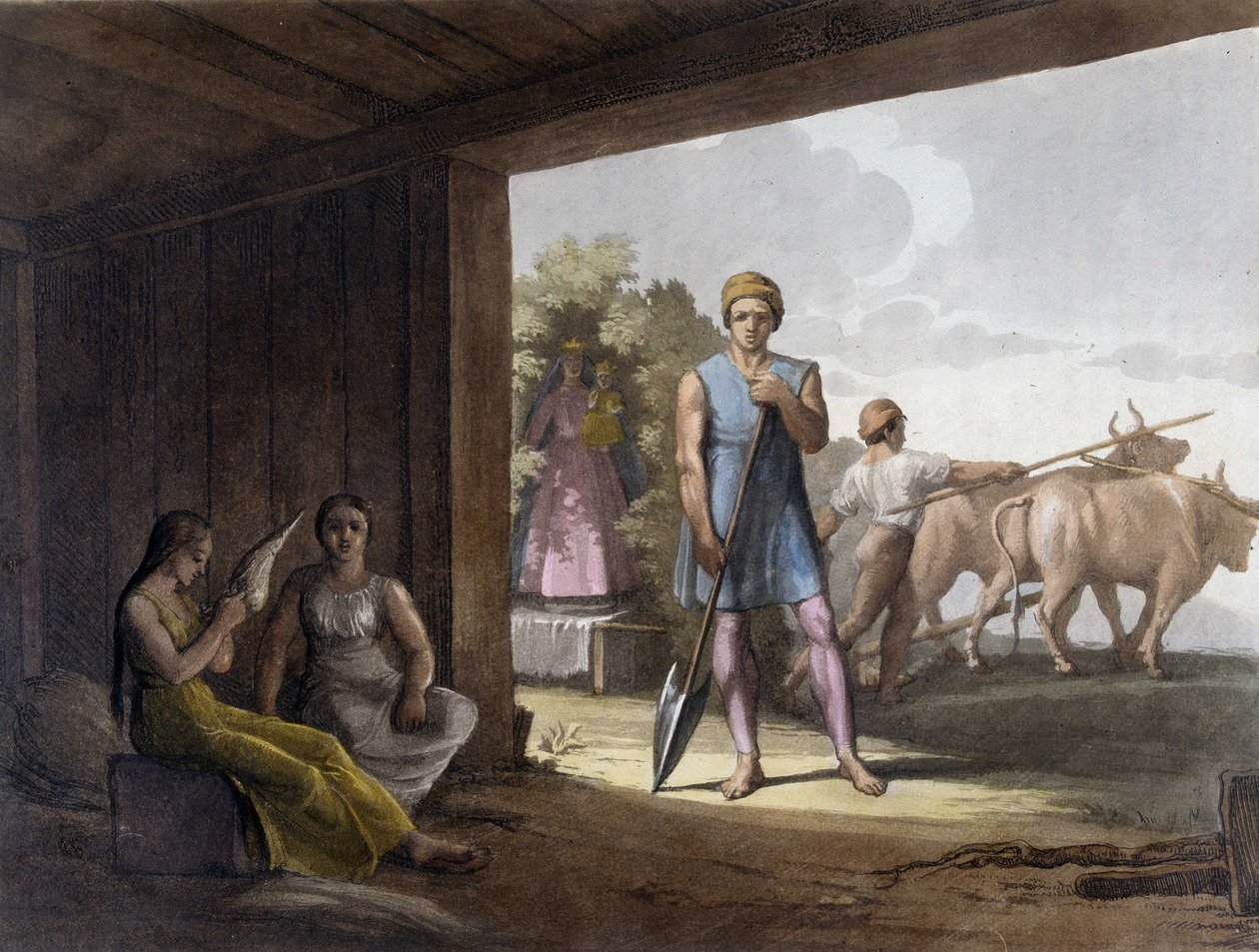 A jezsuiták paternalista gyarmatosítása a tupi guaranis indiánok know-how-jának felhasználásával Paraguayban. alkotó: Unknown artist