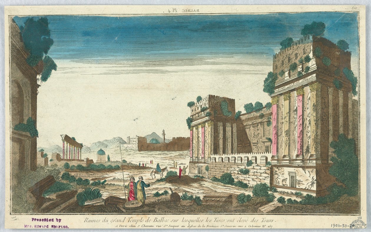 Peep-show, Balbec Pl. 4, Balbec Nagy templomának romjai, amelyen a törökök tornyokat emeltek, 60 alkotó: Unknown artist