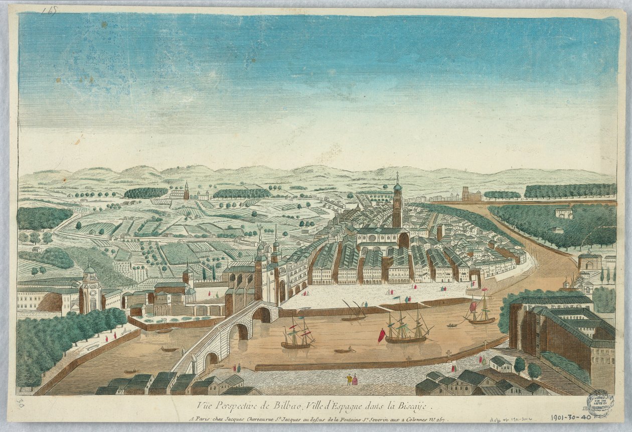 Peep-show, Bilbao perspektivikus nézete, Spanyolország városa Vizcayában alkotó: Unknown artist