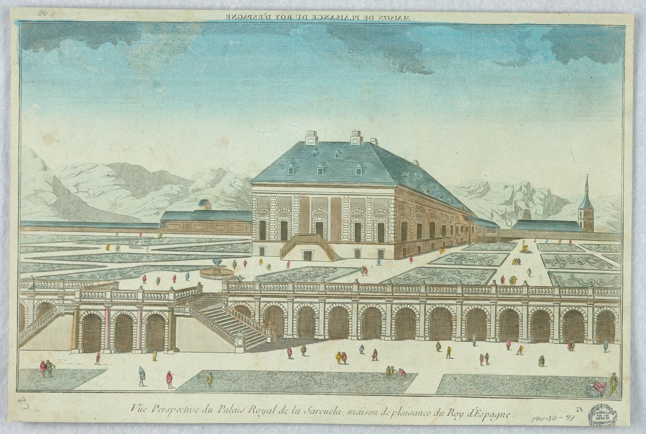 Peep-show, perspektivikus kilátás a zarzuelai királyi palotára, Maison de Plaisance du Roy d