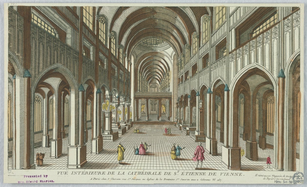 Peep-show, a bécsi Szent István-székesegyház belső képe; Chereau – Mindenféle papírt tekercsben is tárol alkotó: Unknown artist