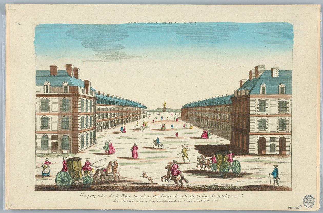 Peep-show, perspektivikus kilátás a párizsi Dauphine térre, a Rue de Harlay oldaláról, 162. sz. alkotó: Unknown artist
