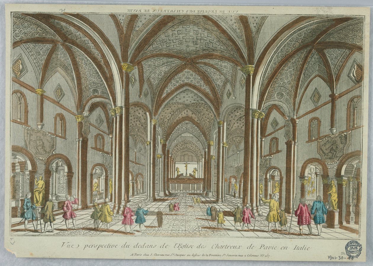 Peep-show, perspektivikus kilátás az olaszországi Pavia karthauzi templom belsejéből alkotó: Unknown artist