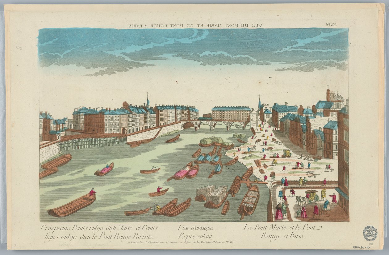 Peep-show, Optikai nézet a Pont Marie-t és a Pont Rouge-ot ábrázolva Párizsban, 66. sz. alkotó: Unknown artist