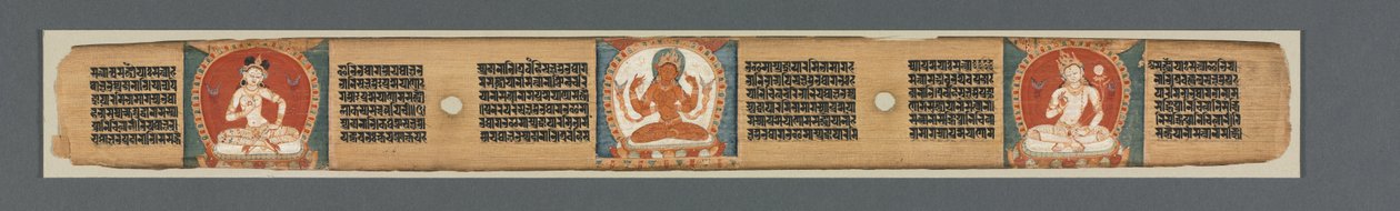 A bölcsesség tökéletessége nyolcezer sorban: Ashtasahasrika Prajnaparamita: Díszített levél (recto) alkotó: Unknown artist