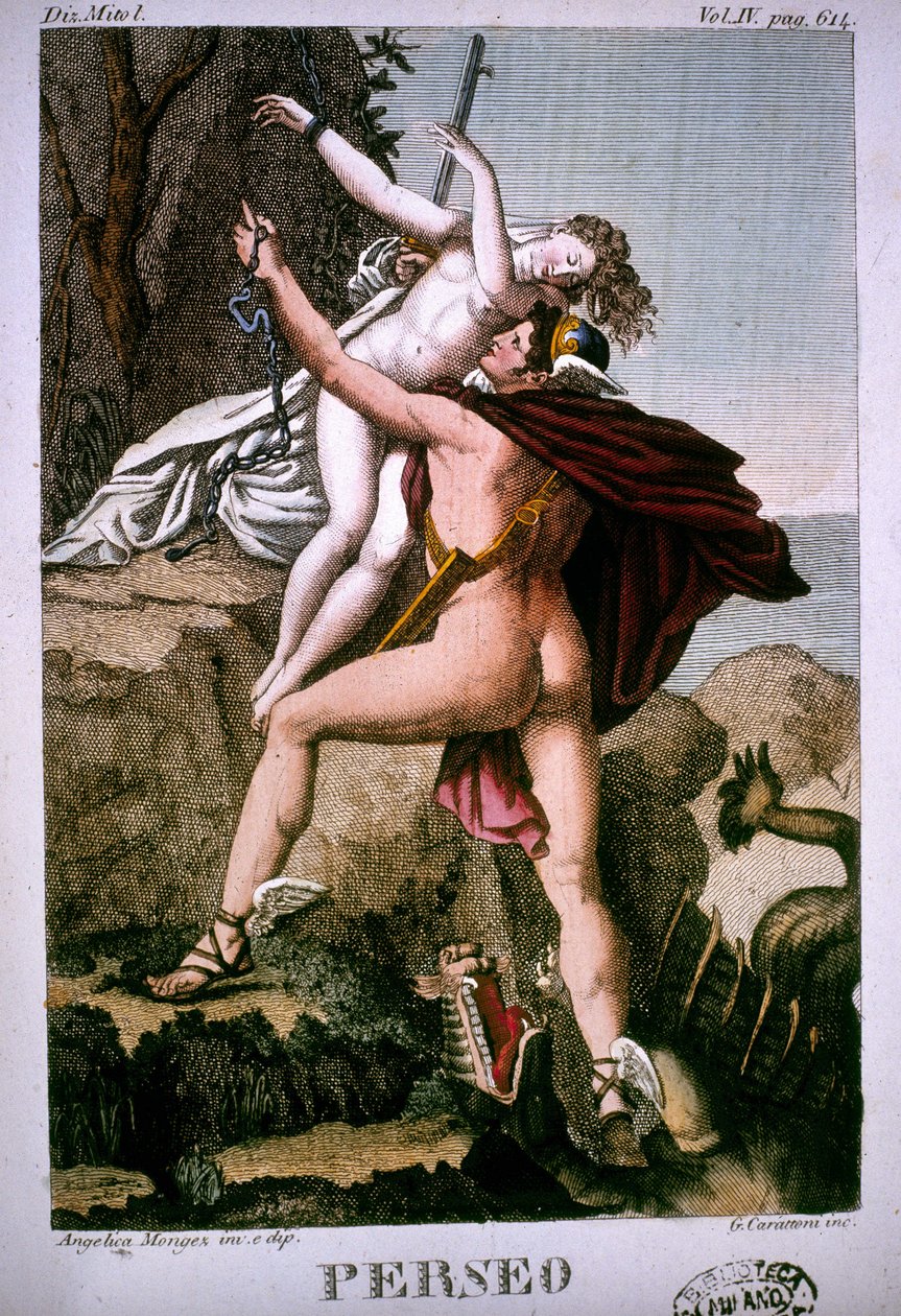 Perszeusz felszabadítja Andromédát – a Mitológiai szótárban alkotó: Unknown artist