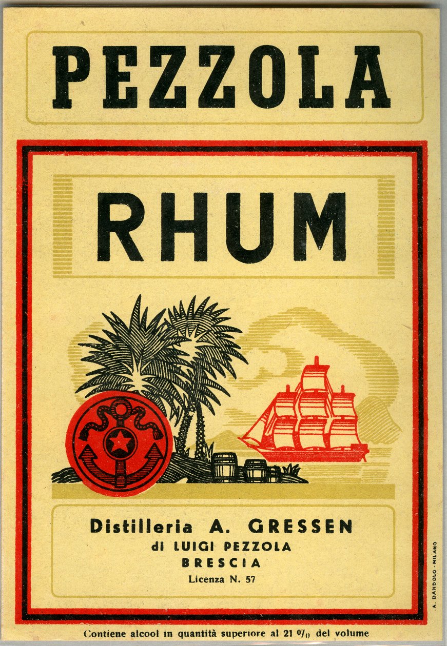 Pezzola rum alkohol reklámja (Chromolitography 19. század vége) alkotó: Unknown artist
