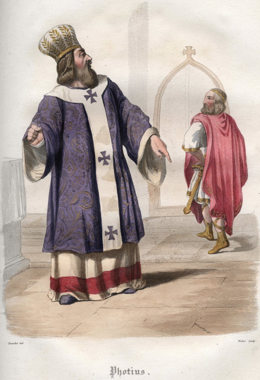 I. Fótiosz (Photius, Fotios) (810-893), konstantinápolyi pátriárka, aki III. Mihály császár 867-ben történt meggyilkolása után kiutasította I. Macedón Bazil bizánci császárt (813-886) az egyházból. alkotó: Unknown artist