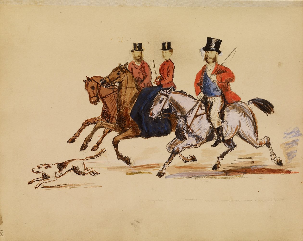 [Fotókollázs a vadászjelenetről Lord és Lady Yarborough-val] alkotó: Unknown artist