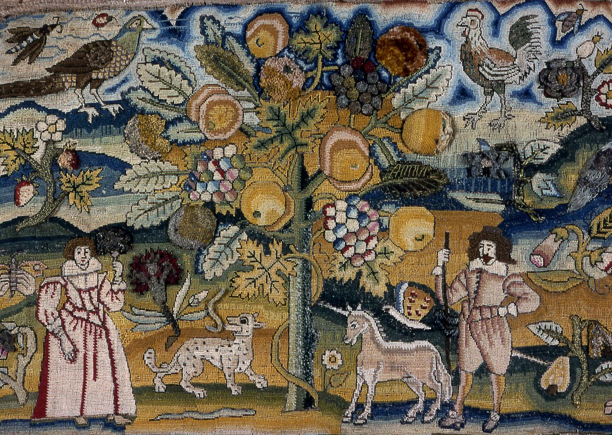 Ádámot és Évát ábrázoló kép (kézimunka) alkotó: Unknown artist
