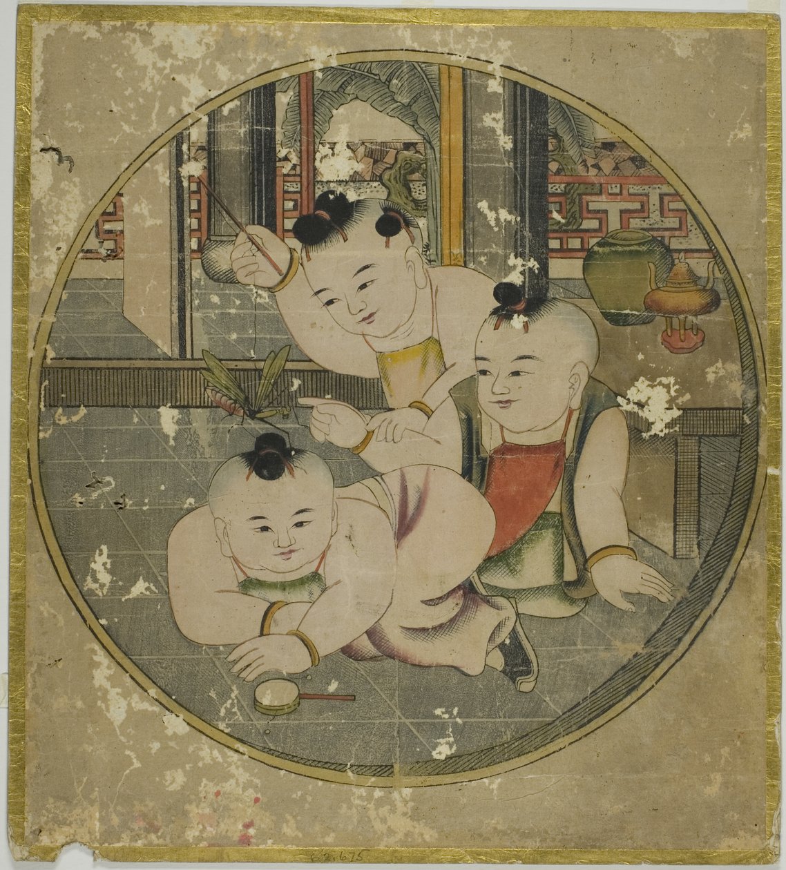 Kép a sáska és három gyermek 蟷螂三童図 (Tourou sandou zu) alkotó: Unknown artist