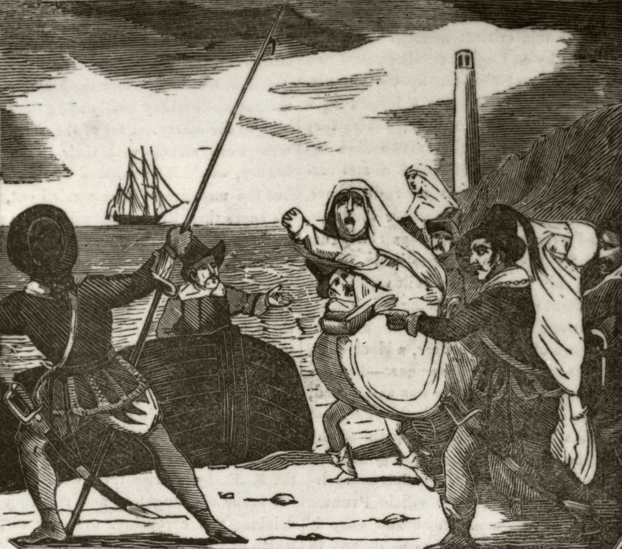 "Pierre és társai apácákat hurcolnak el egy kolostorból", 1836 körül alkotó: Unknown artist