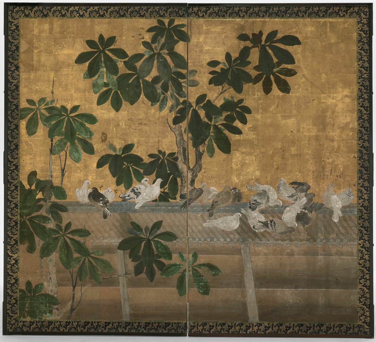 Galambok és rododendronok alkotó: Unknown artist