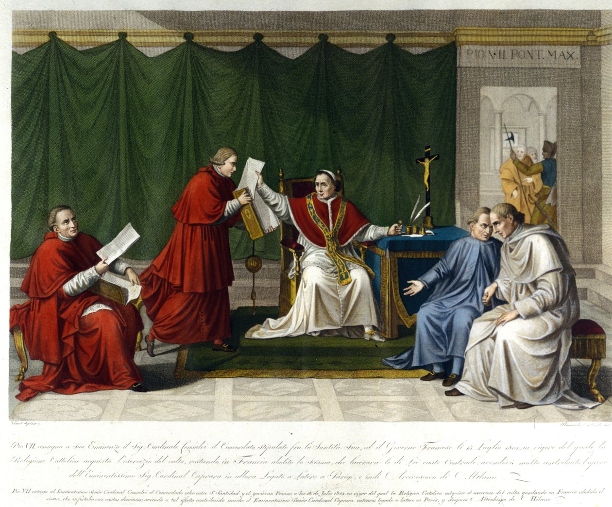 VII. Pius (1742-1823) július 15-én írta Consalvi bíborosnak a Szentszék és Franciaország közötti konkordátumot. alkotó: Unknown artist