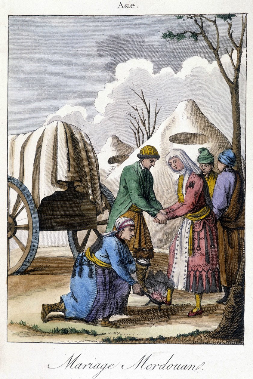 1811-ből származó tábla egy mordvin házasságot ábrázol alkotó: Unknown artist