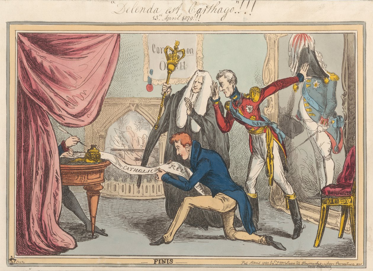 [Politikai rajzfilm, a cím tintával] „Karthágót el kell pusztítani!!! 1829. április 13.!!! 