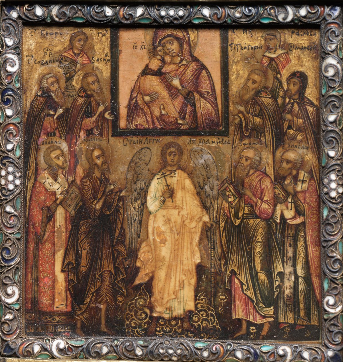 Hordozható triptichon ikon: Vlagyimir Istenanya csodatevő ikonjának imádása alkotó: Unknown artist