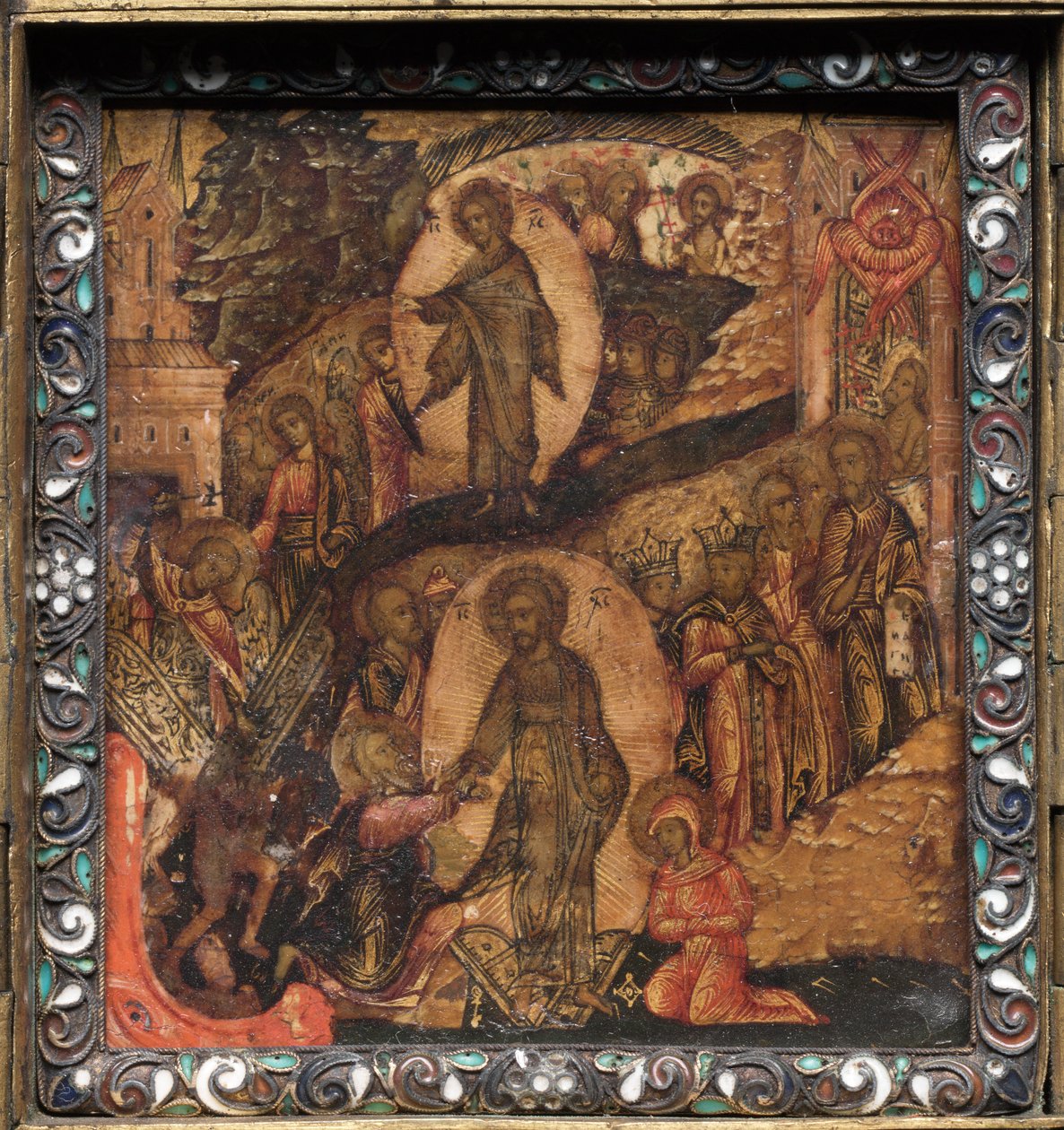 Hordozható triptichon ikon: A feltámadás és az Anasztázis alkotó: Unknown artist