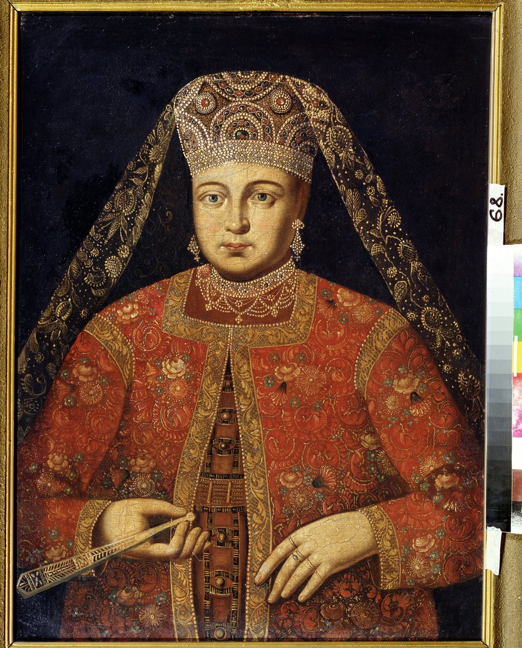 Marfa Matvejevna cárnő (1664-1715) portréja (Marfa Matvejevna cárnő portréja). Anonyme peinture, 79 x 60 cm, debütáló 18e siecle. M. Tuganov Észak-Oszét Művészeti Múzeum, Vladikavkas (oroszország). alkotó: Unknown artist
