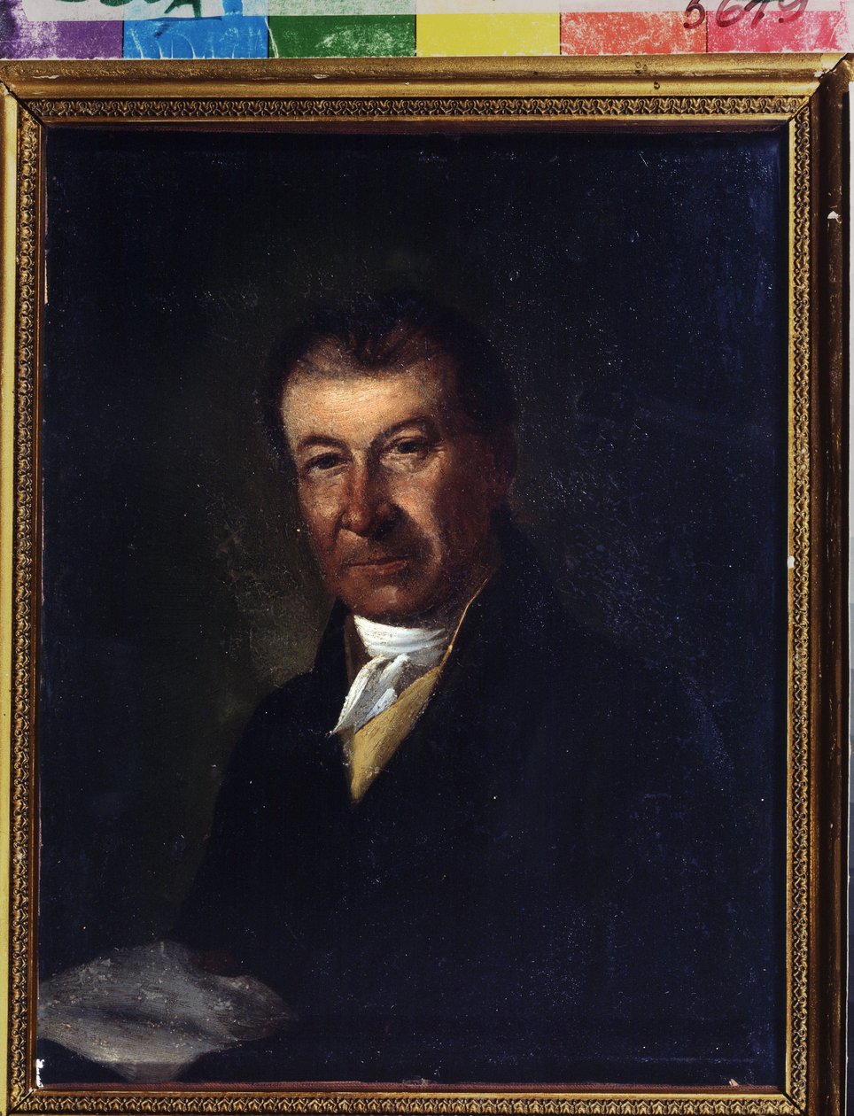 Dmitrij Bortnyianszkij (1751-1825) zeneszerző portréja (Dmitrij Bortnyinanszkij zeneszerző portréja). Névtelen festmény. Olaj, vászon, 26,3 x 20,7 cm, 18. század vége. Klasszicizmus. Állami Központi A. Bahrusin Színházi Múzeum, Moszkva. alkotó: Unknown artist