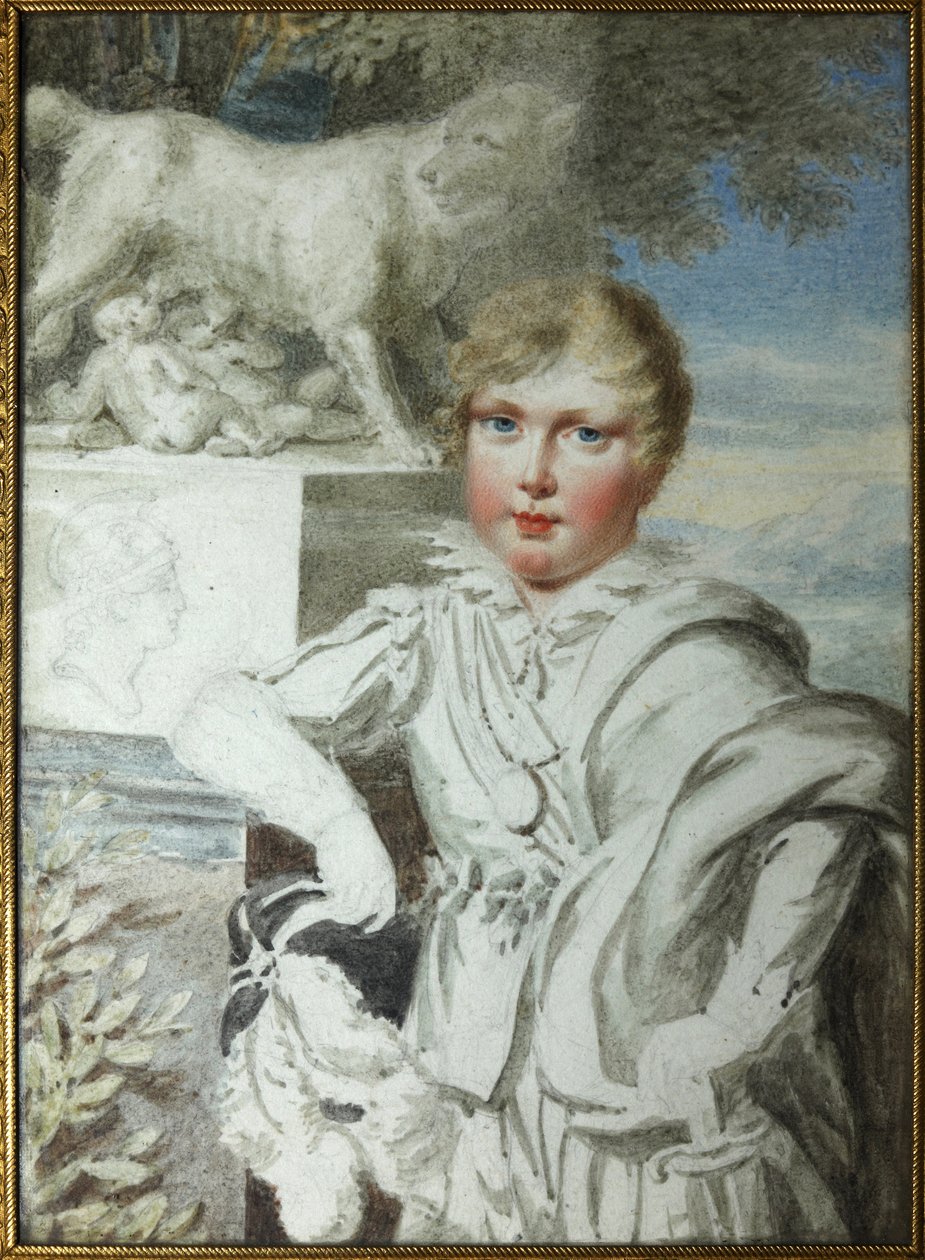 ""Francois Bonaparte Napóleon herceg (1811-1832) gyermekkori portréja"" II. Napóleon, Reichstadt hercege (1811-1832) I. Napóleon császár fia (1769-1821) portréja - Anonymous Akvarell1820 A Podstanitsky gyűjtemény alkotó: Unknown artist