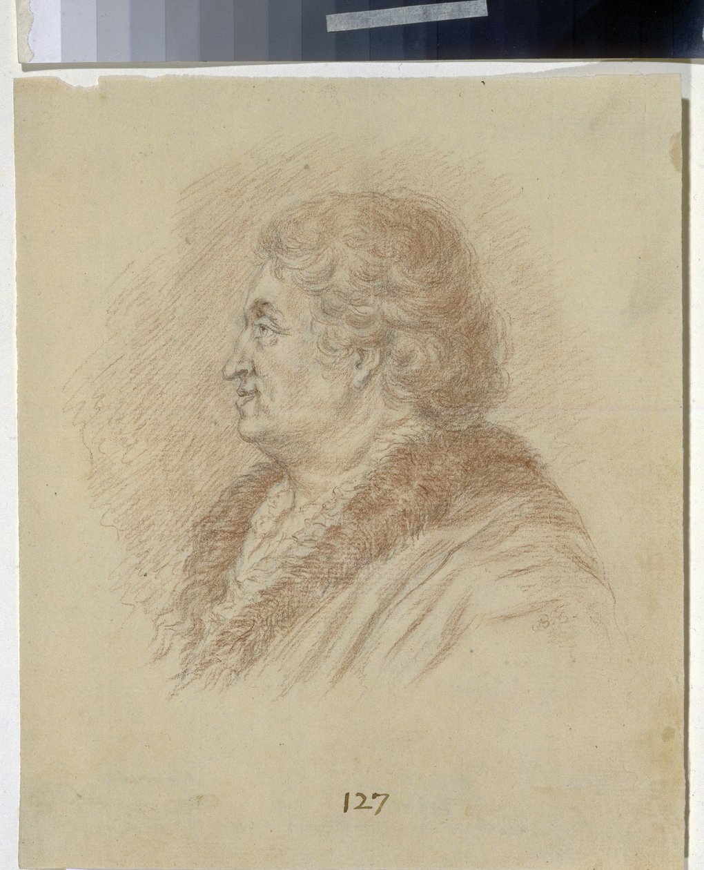 Tauris hercegének, Grigorij Alekszandrovics Potyomkin (Potyomkin) tábornok és államférfi (1739-1791) portréja. (Taurisz hercegének, tábornok tábornagy, G. A. Potyomkin államférfi arcképe). Névtelen rajz, ceruza, szangvinikus papíron. art ro alkotó: Unknown artist