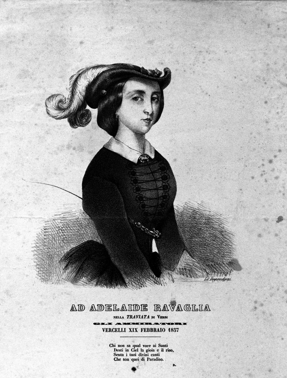 Adelaide Ravaglia portréja Giuseppe Verdi 1857-es „La Traviata” című operájának ábrázolásában. alkotó: Unknown artist