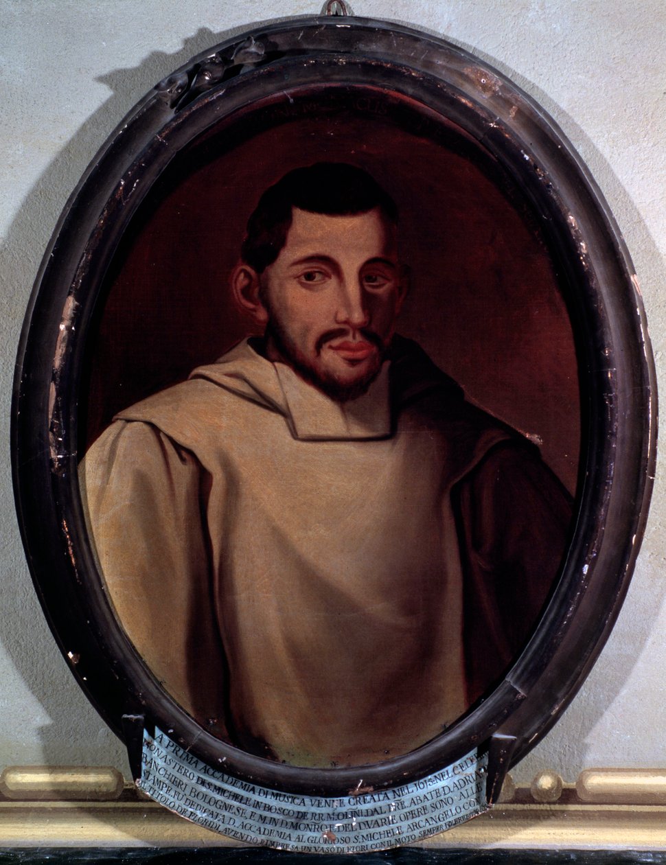 Adriano Banchieri (1568-1634) olasz zeneszerző, zeneteoretikus, orgonista és költő portréja Anonymous festészet. 17. századi Bologna Conservatorio G. Rossini alkotó: Unknown artist