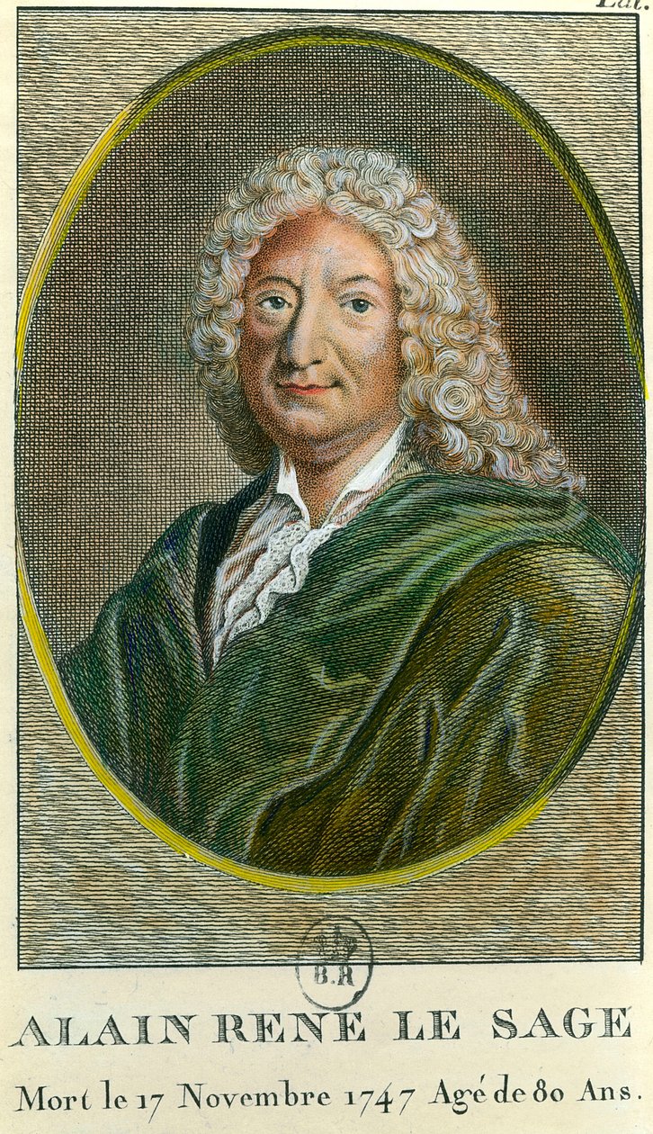 Alain Rene Lesage (Alain-Rene Le Sage) (1668-1747) francia író portréja. 18. századi metszet. Magángyűjtemény alkotó: Unknown artist