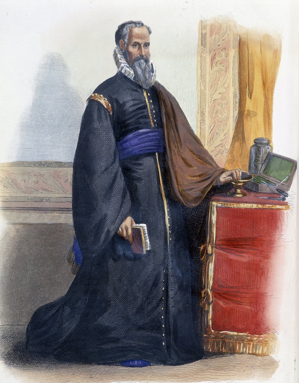Ambroise Paré francia orvos és sebész (1509-1590) portréja. - in "" A francia Plutarkhosz"" szerk. Mennechet, Párizs alkotó: Unknown artist